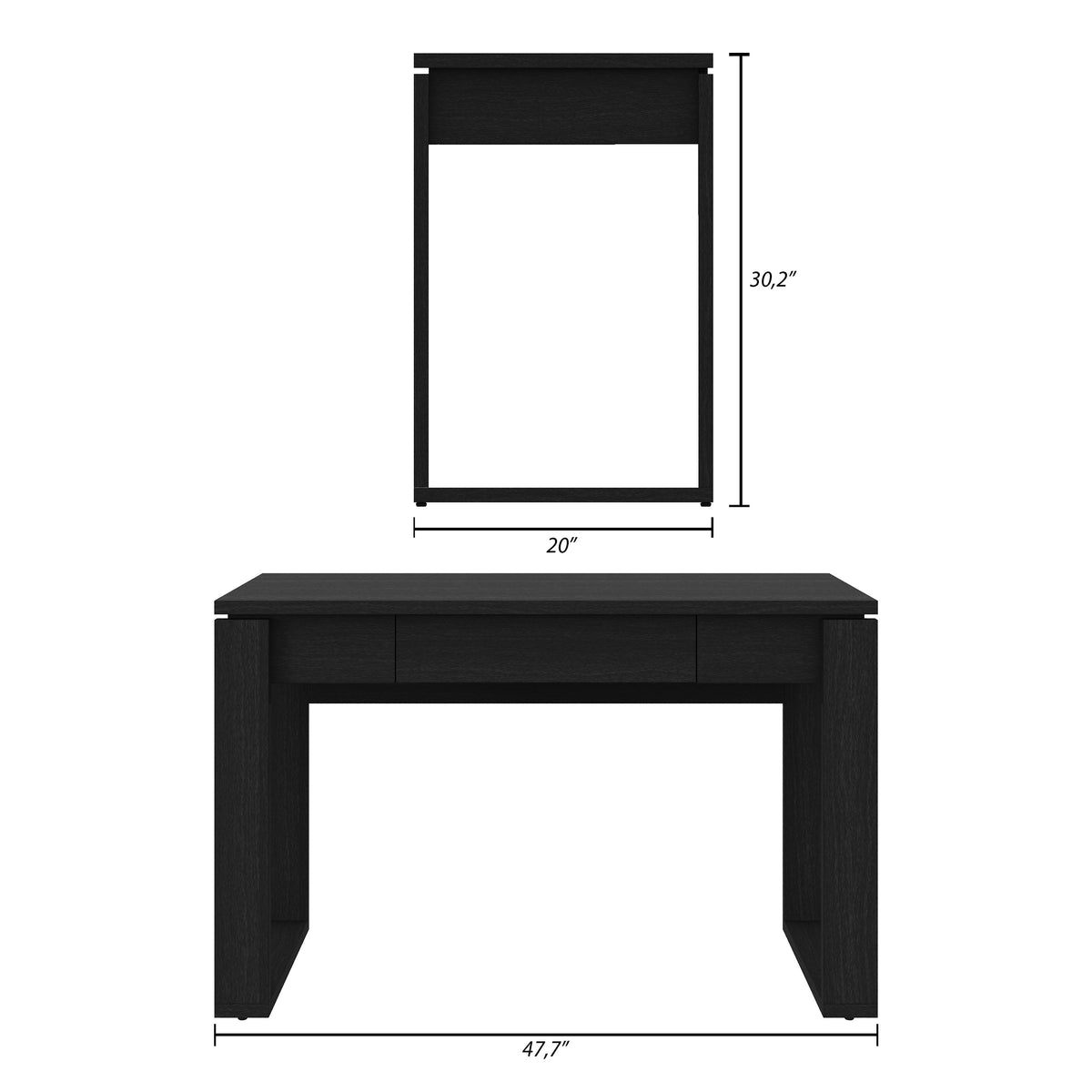Solen Compact Desk, 48-Inch in Black Karisma, 48-Inch – dimensions diagram