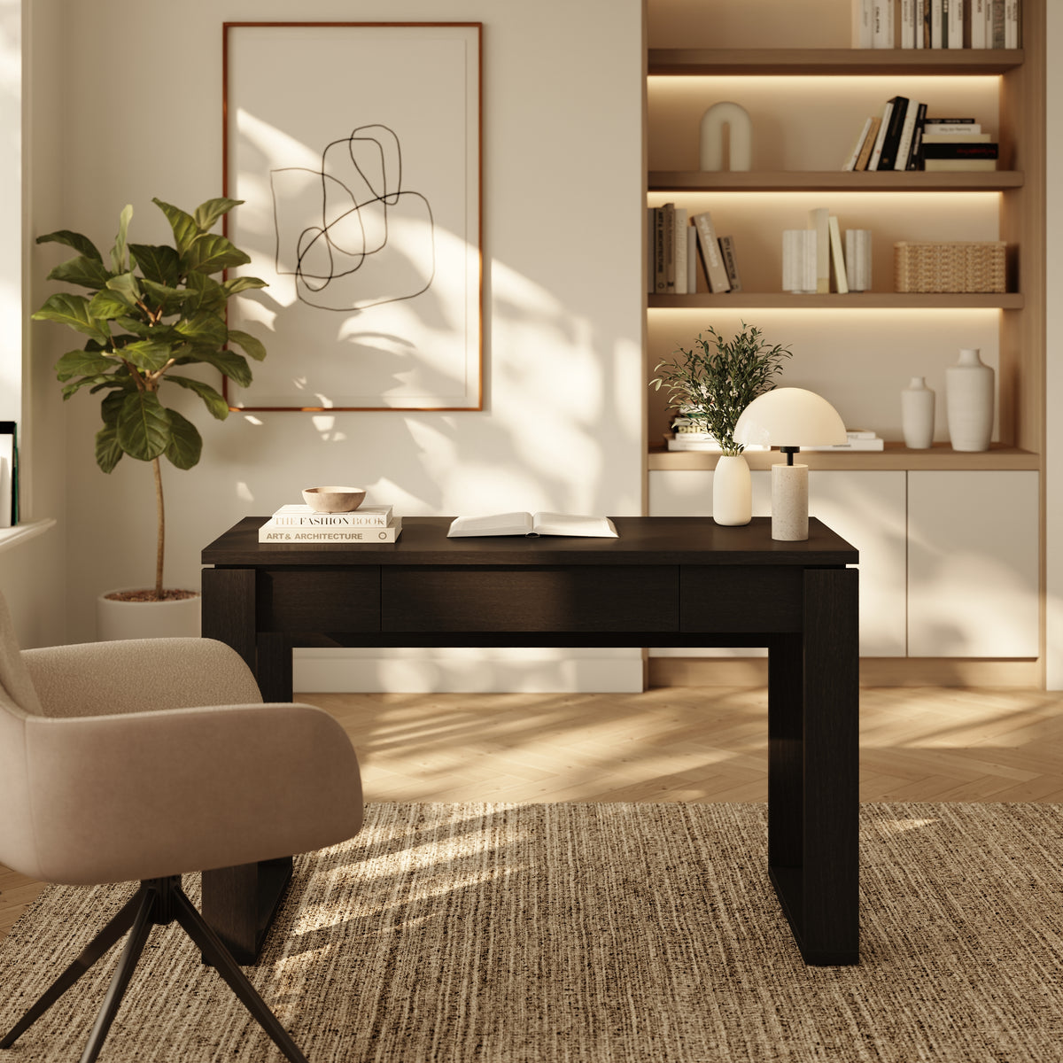 Solen Compact Desk, 48-Inch in Black Karisma, 48-Inch – lifestyle photo