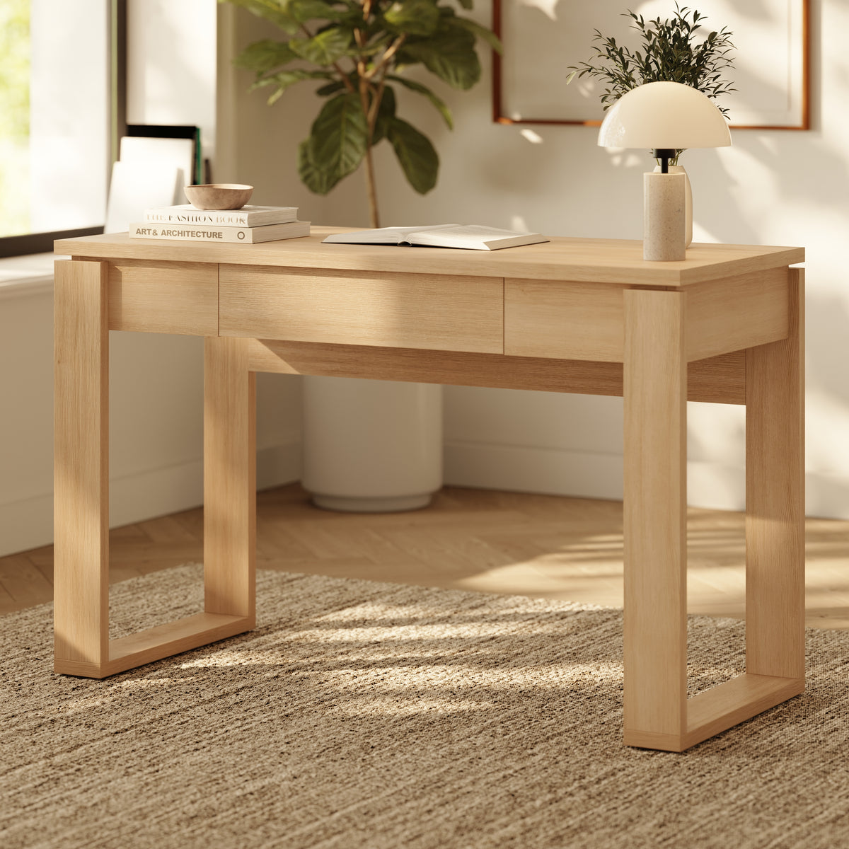 Solen Compact Desk, 48-Inch in Natural Oak, 48-Inch – lifestyle photo 2