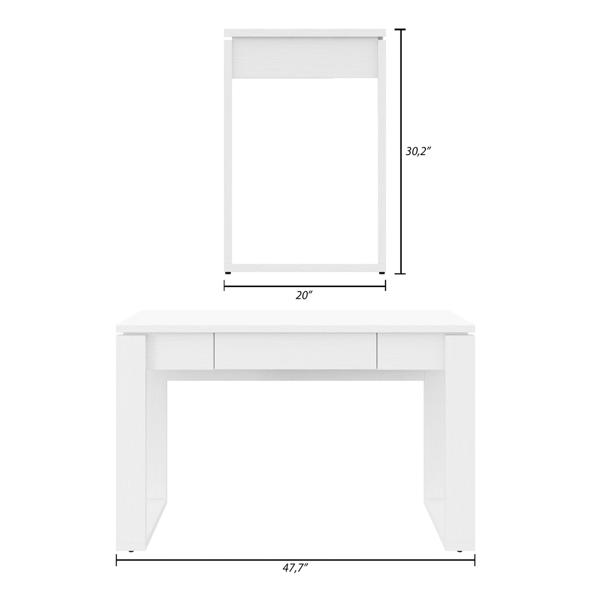 Solen Compact Desk, 48-Inch in White Wood Grain, 48-Inch – dimensions diagram