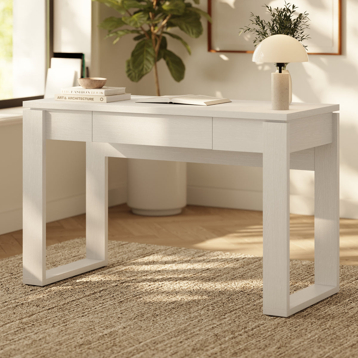 Solen Compact Desk, 48-Inch in White Wood Grain, 48-Inch – lifestyle photo 2