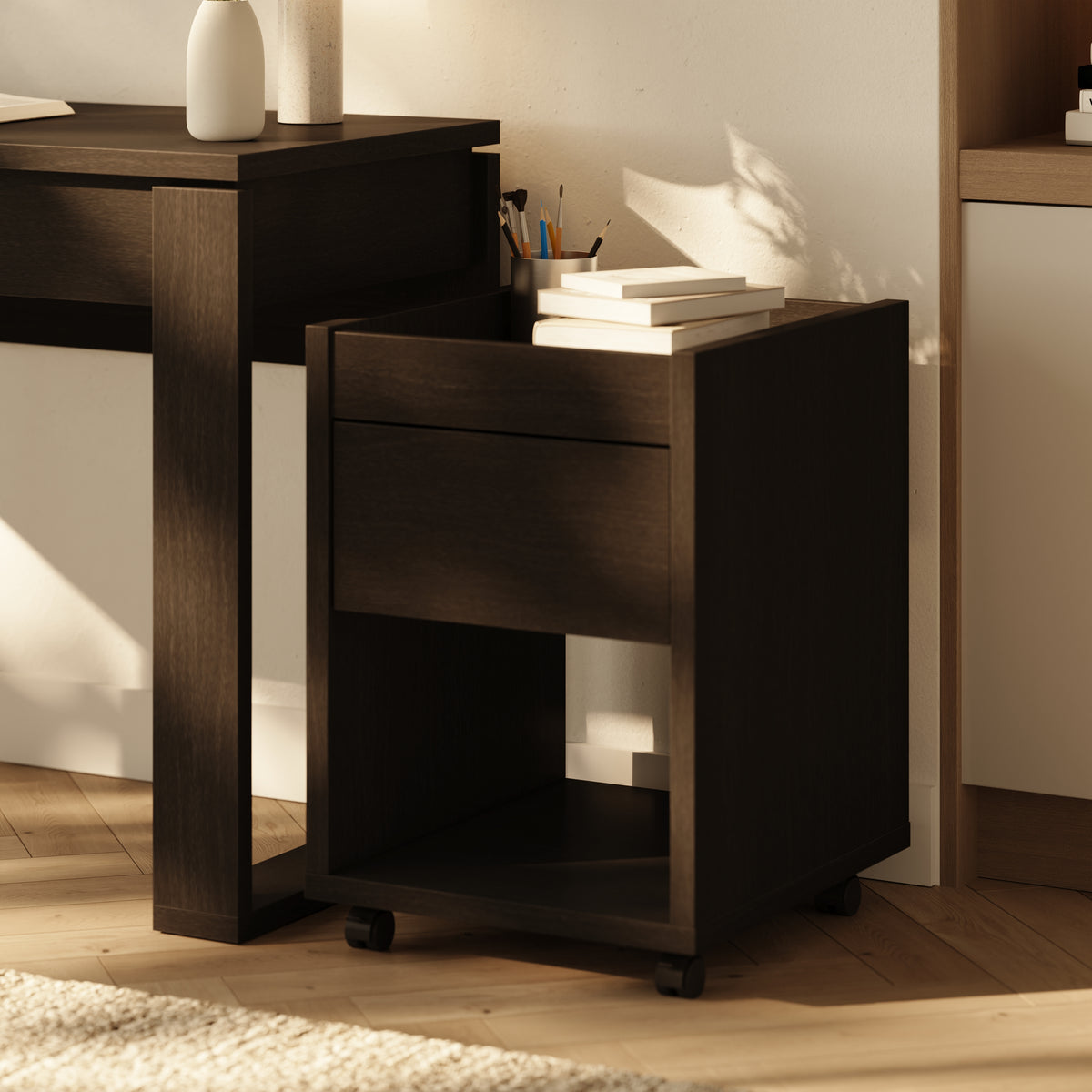 Solen Mobile File Cabinet in Black Karisma – lifestyle photo 2