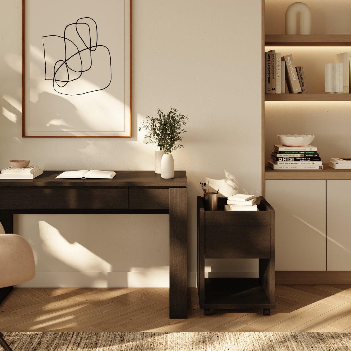Solen Mobile File Cabinet in Black Karisma – lifestyle photo
