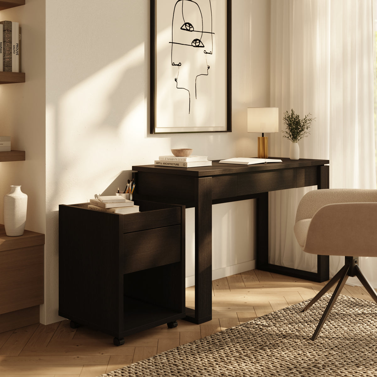 Solen Mobile File Cabinet in Black Karisma – lifestyle photo 3